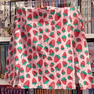 Sugar Thrillz Strawberry Fields Denim Skirt & Lace Up Tank Top XS